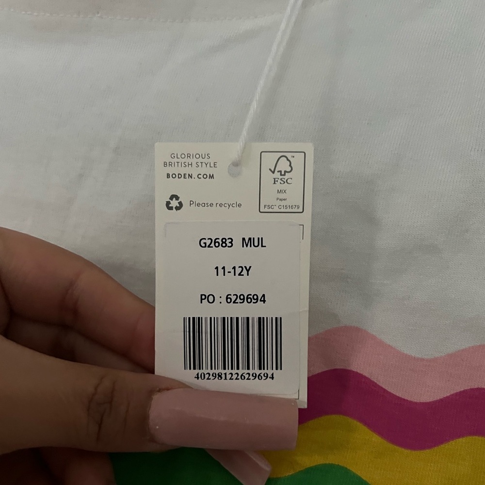 BODEN Everyday Breton Ivory/Navy Rainbow Wave - Picture 5 of 5